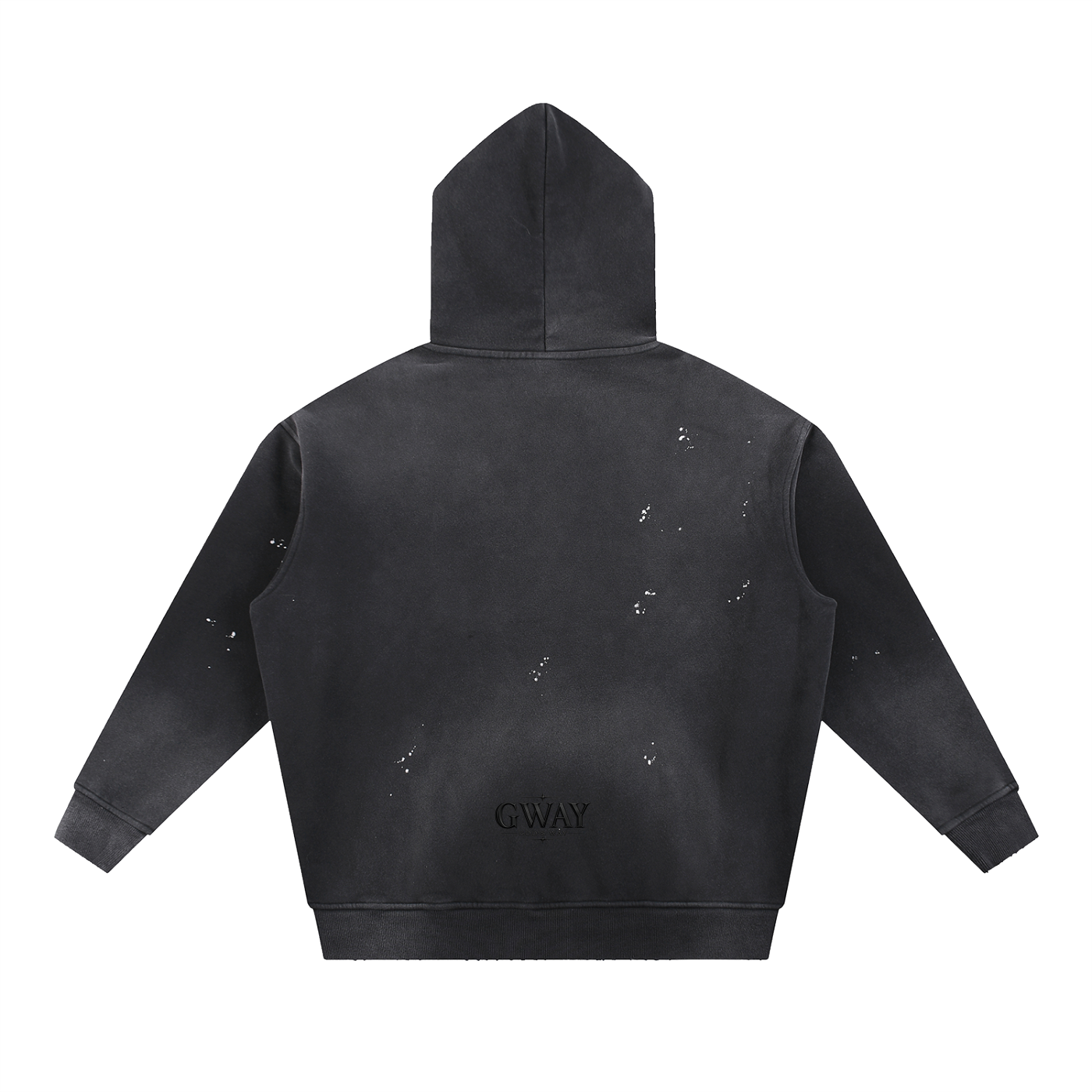 GWAY Vintage Washed Frayed Fleece Hoodie