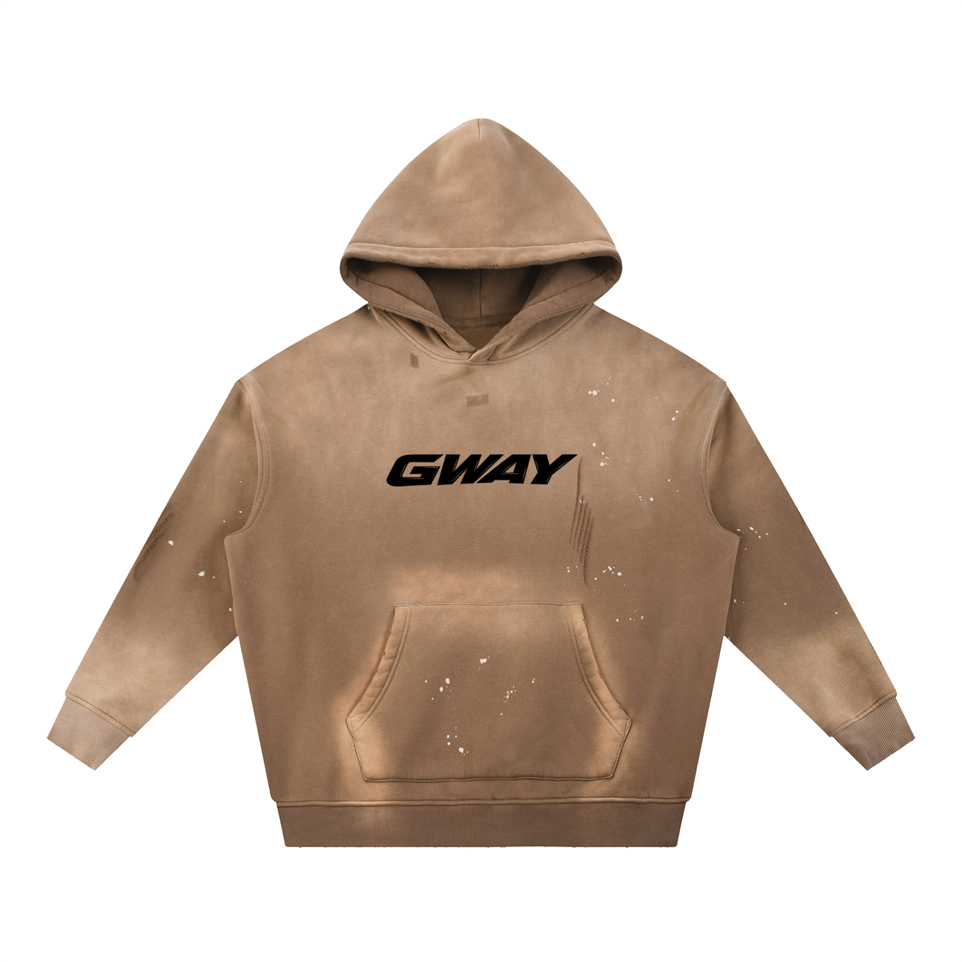GWAY Vintage Washed Frayed Fleece Hoodie