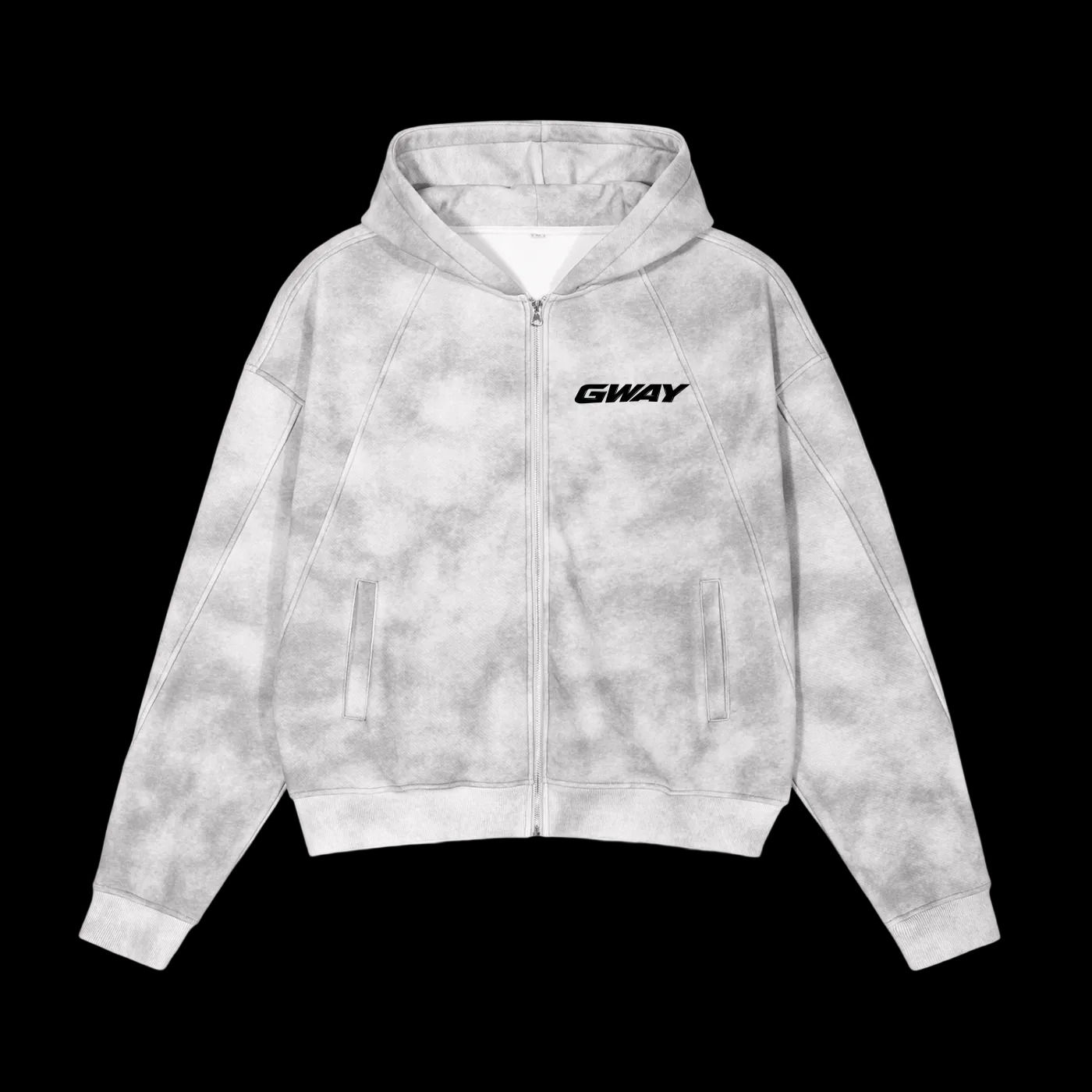 GWAY Dirty Washed Zip-Up Fleece Hoodie