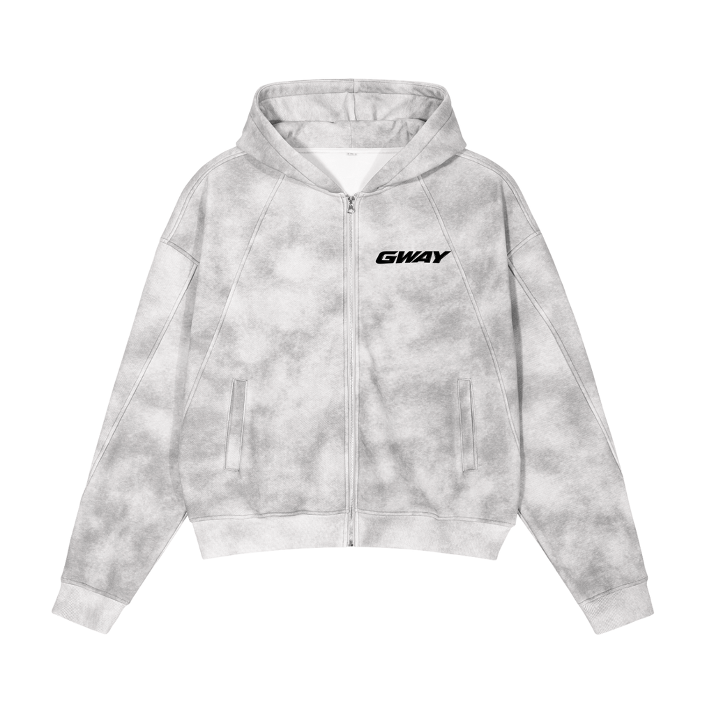 Dirty Washed Zip-Up Fleece Hoodie