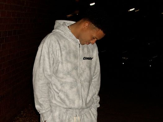 GWAY Dirty Washed Zip-Up Fleece Hoodie
