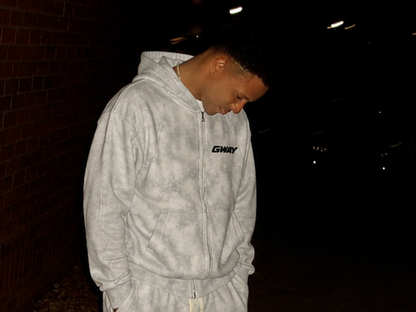 GWAY Dirty Washed Zip-Up Fleece Hoodie