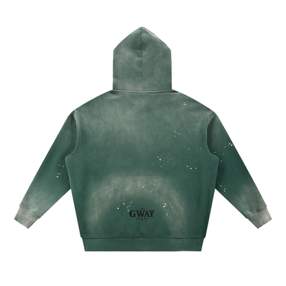 GWAY Vintage Washed Frayed Fleece Hoodie