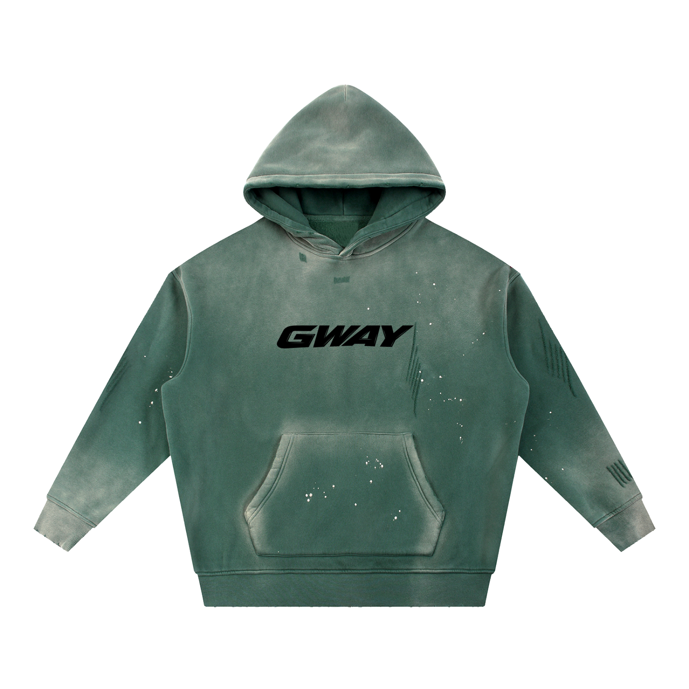 GWAY Vintage Washed Frayed Fleece Hoodie