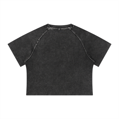 GWAY Women's Mineral Wash Raglan Crop T-Shirt