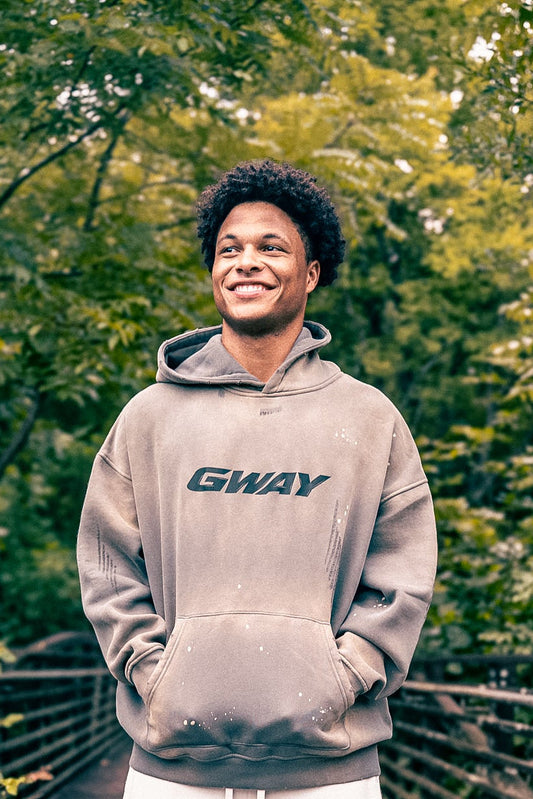 GWAY Vintage Washed Frayed Fleece Hoodie