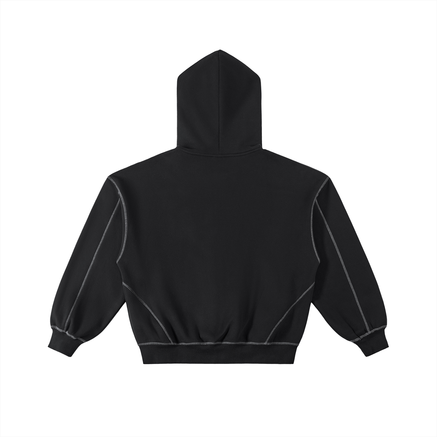 GWAY Contrast-Stitched Boxy Fleece Zip Hoodie