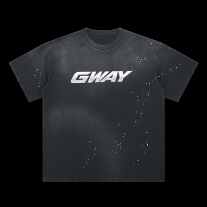 GWAY Hand-Frayed Sunfade Paint Splatter T-Shirt