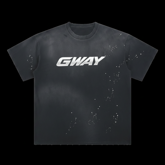 GWAY Hand-Frayed Sunfade Paint Splatter T-Shirt