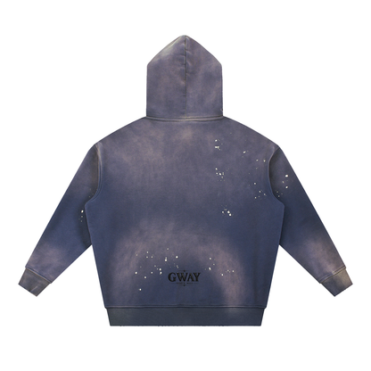 GWAY Vintage Washed Frayed Fleece Hoodie